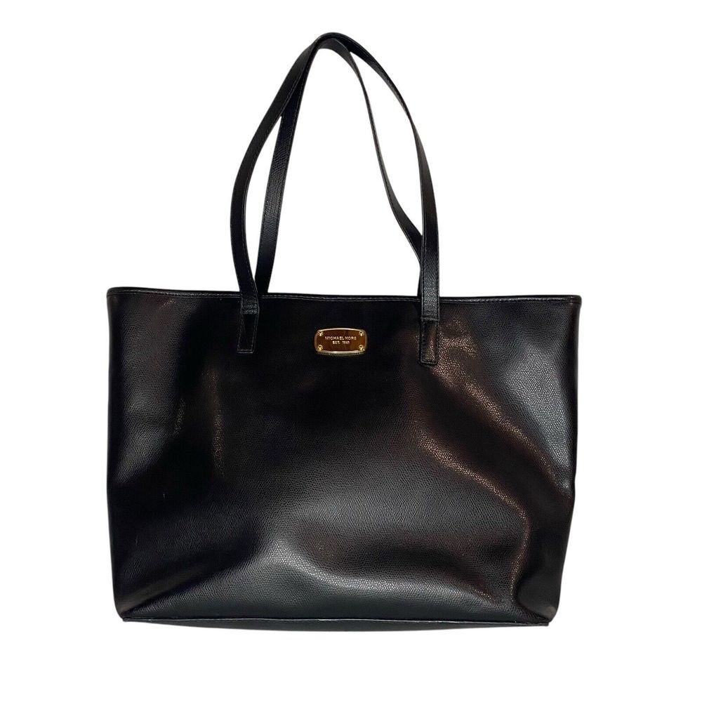 Michael Kors Jet Set Black Pebbled Leather Large Tote Work Bag Purse Shoulderbag